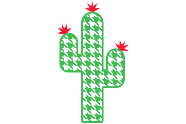 Vibrant Cactus with Red Stars: A Graphic Design Showcase