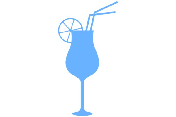 A Blue Glass with a Straw and a Wheel