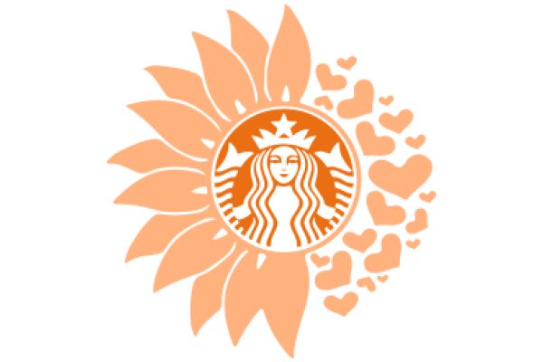 Stylized Starbucks Logo with Surrounding Hearts