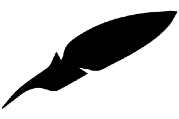 Stylized Black Feather on White Background