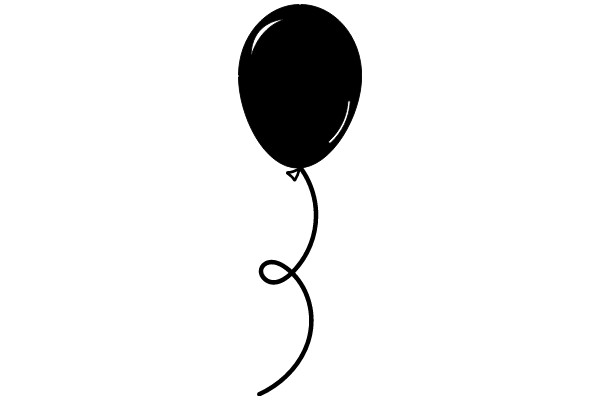 A Simple Black Balloon with a Curved Stem