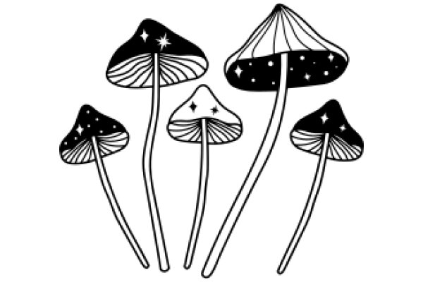 A Whimsical Collection of Mushrooms and Stars