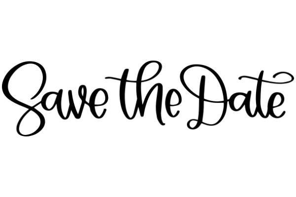 Elegant Black Calligraphy: 'Save the Date'