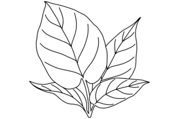 Simplistic Line Drawing of a Leaf