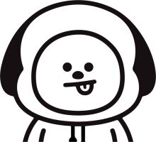 Simplistic Black and White Illustration of a Cute Dog Character