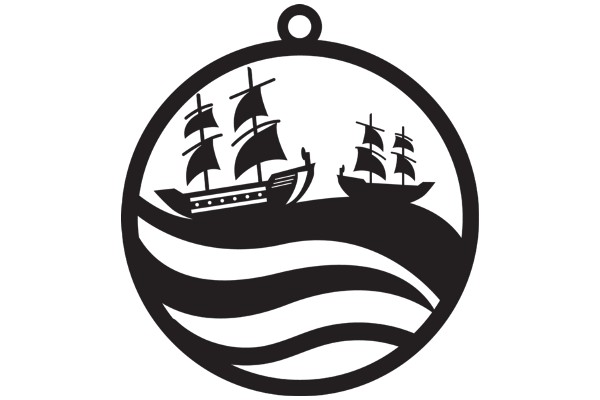 A Nautical Christmas Ornament: A Ship and a Sailboat in a Circle