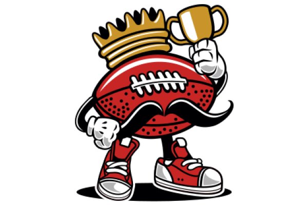 Celebratory Football Mascot with Trophy and Crown