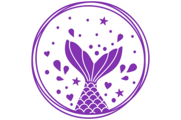 Whimsical Logo: A Purple Starfish Amidst a Sea of Hearts and Stars