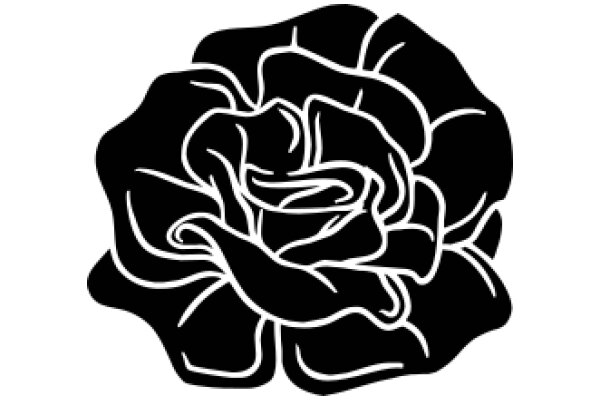 Stylized Black Flower with Curved Petals