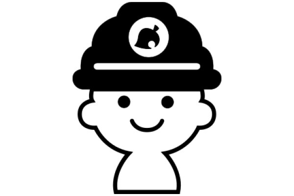 A Simple Line Drawing of a Smiling Character with a Firefighter Helmet