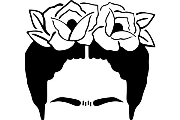 Stylized Floral Crown with a Silhouette of a Face