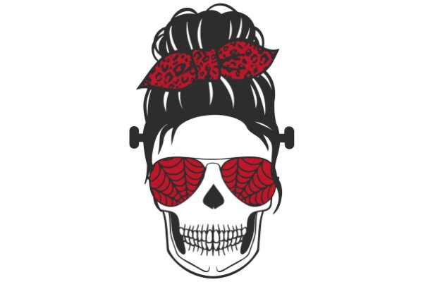 Stylish Skull with Red Leopard Print Bow and Sunglasses