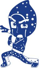 Stylish Blue Cartoon Character with Dots and Dash Patterns