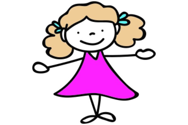 A Colorful Cartoon of a Happy Girl