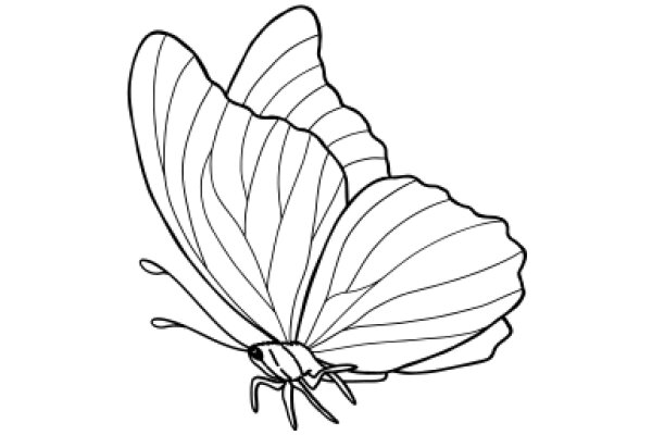 Stylized Line Drawing of a Butterfly