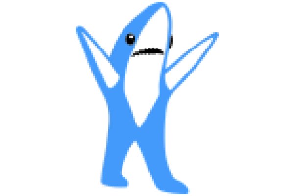 Stylized Blue Shark Character with Arms Outstretched