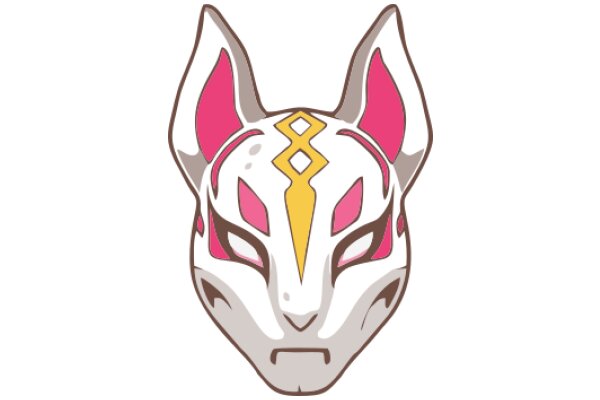 Stylized Mask with Pink and Yellow Designs