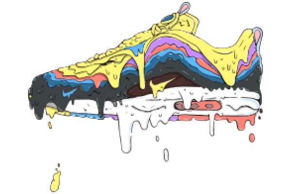 Colorful Sneaker with Yellow Slime Dropping from It