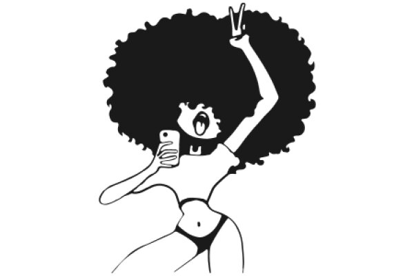 Stylish Silhouette of a Woman with a Peace Sign