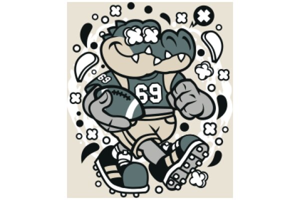 Whimsical Illustration of a Football-Loving Alligator with a Playful Attitude