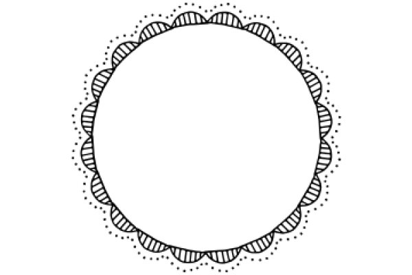 A Simple, Line Drawing of a Circle with a Scalloped Border