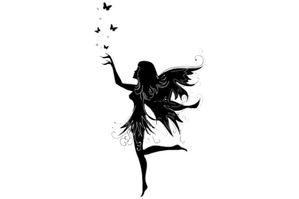 Elegant Angel Silhouette with Butterflies