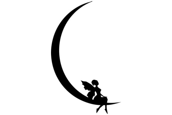 Silhouette of a Fantasy: A Girl and a Moon