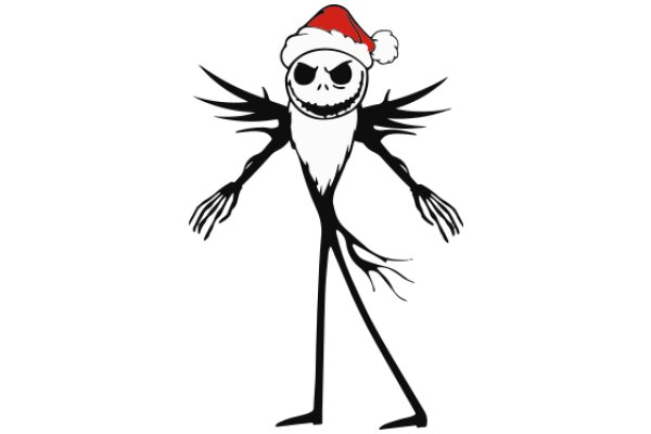 A Festive Halloween Character: A Skeleton Donning a Santa Hat