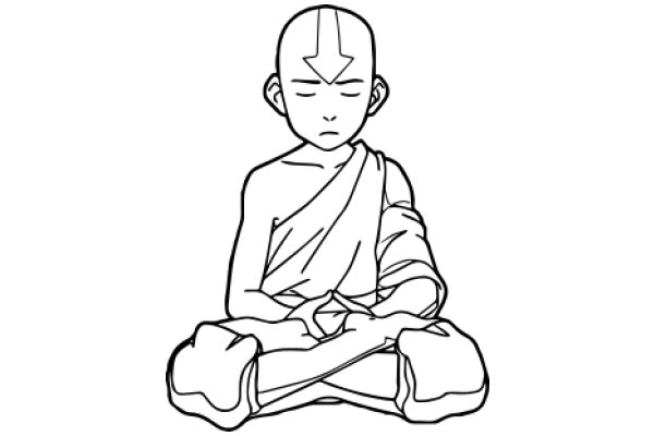 A Monk in Meditation: A Line Drawing