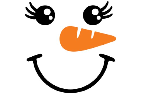 Smiling Cartoon Character with Orange Nose and Black Eyes