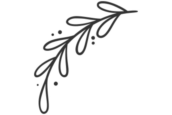 Stylized Black Line Art: A Floral Branch with Dots