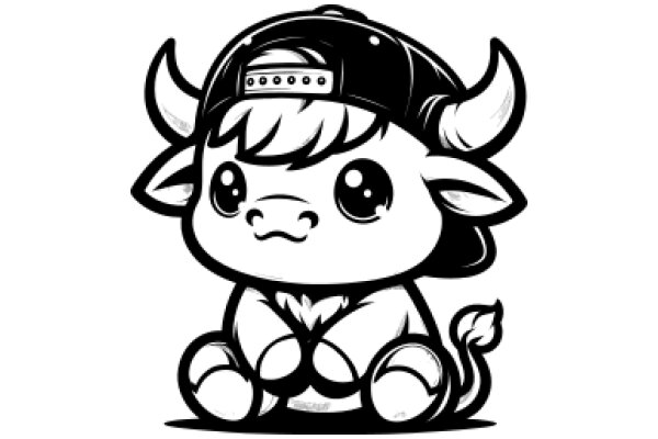 Adorable Cartoon Cow with a Hipster Hat