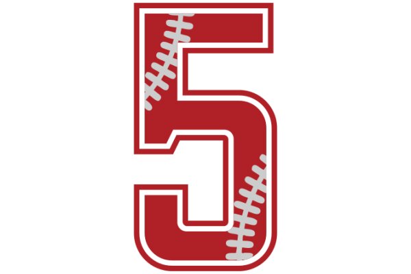 The Number Five in a Baseball Stitch Design