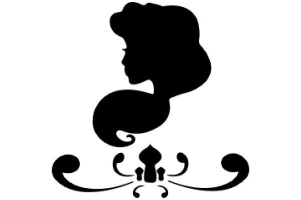 Silhouette of a Stylized Woman with a Flower Design