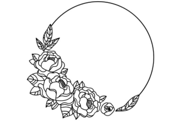 A Whimsical Floral Illustration with a Moon and Leaves