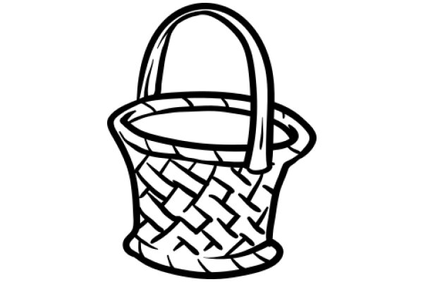 A Simple Line Drawing of a Basket