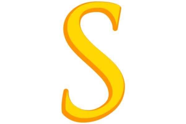 A Simple, Yellow Letter 'S' on a White Background