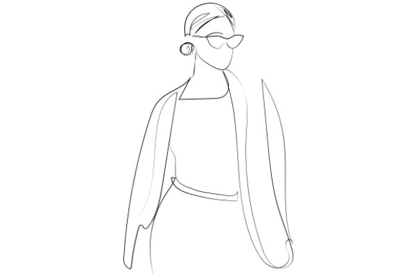 Stylized Line Drawing of a Woman in Sunglasses and a Jacket