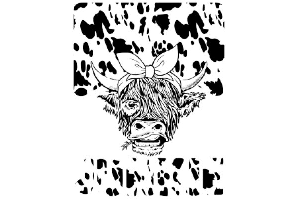 A Playful Cow with a Bow, Amidst a Cow Pattern