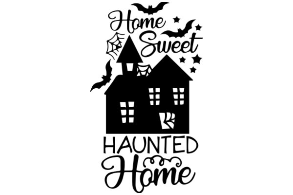 Halloween-Themed Home Sweet Home Sign with Bat Silhouettes and Spider Webs