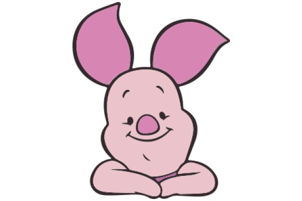 A Pink Cartoon Pig with Big Ears and a Smile