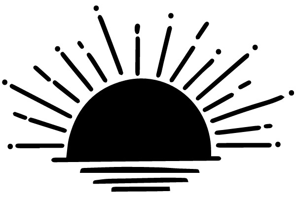 Stylized Sun and Moon Icon with Rays