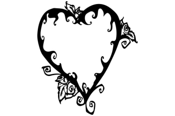 Elegant Black Heart Design with Floral Accents