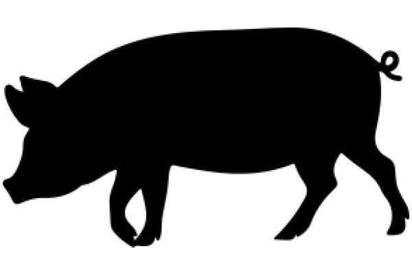 A Silhouette of a Pig Walking on a White Background