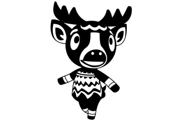 Stylized Cartoon of a Deer with a Smile