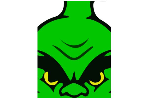 Vivid Green and Yellow Cartoon Character with Angry Expression