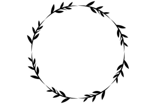 Elegant Black Leaf Wreath on White Background