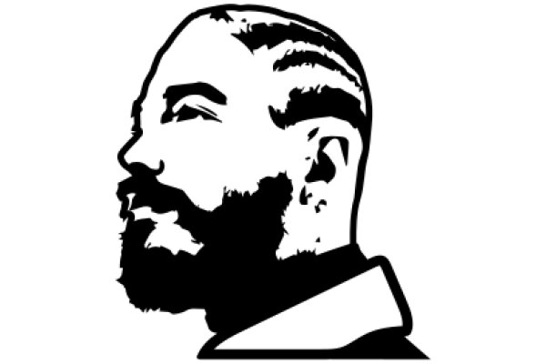 Stylized Portrait of a Man with a Beard and Braided Hair