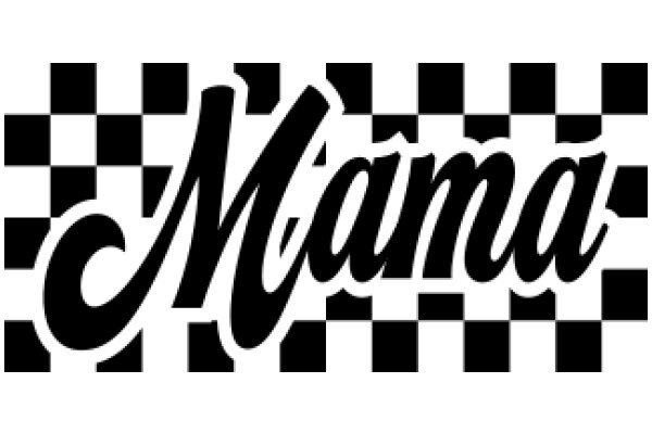 Stylish Checkered Logo with the Word 'Mama' in a Curly Font