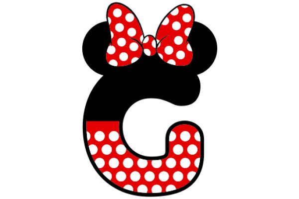 Stylized Minnie Mouse Logo with Red Polka Dots